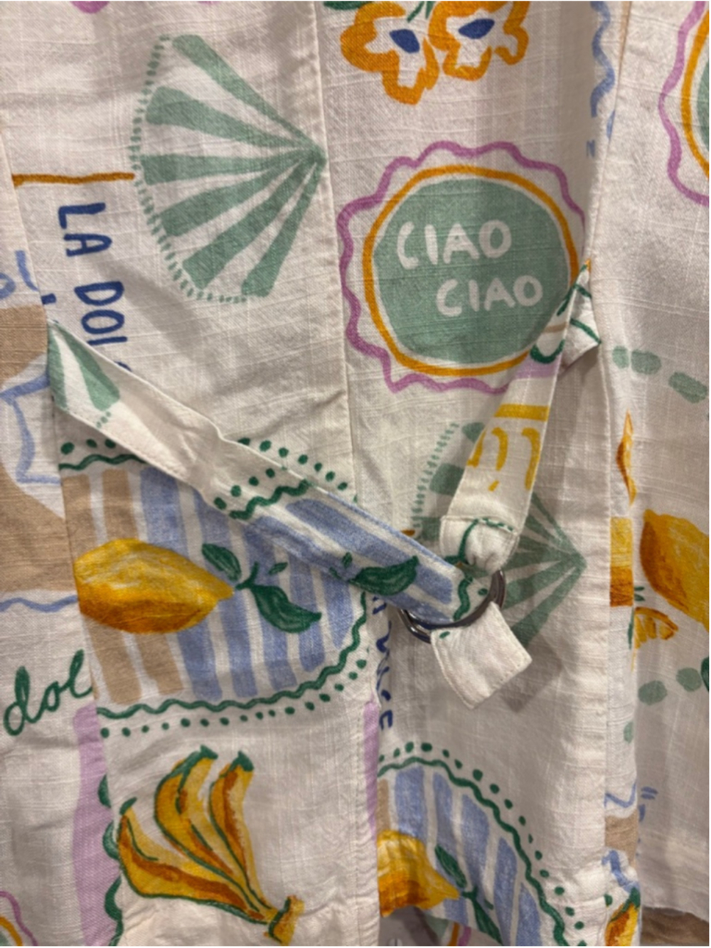 Paper Heart La Dolce Vita Edan Linen Vest Top Fruit Print Med Summer M - Picture 4 of 7